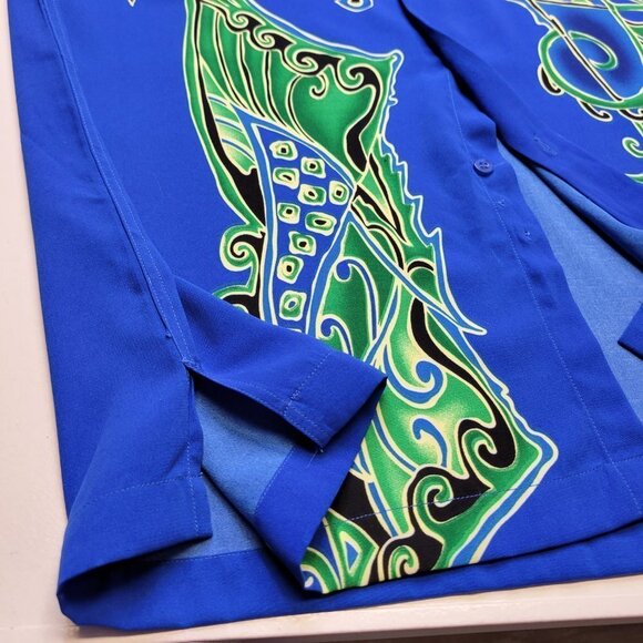 Men's Blue Batik Long Sleeve Shirt - Picture 11 of 14